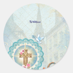 Elegant Easter Cupcake Toppers Classic Round Sticker