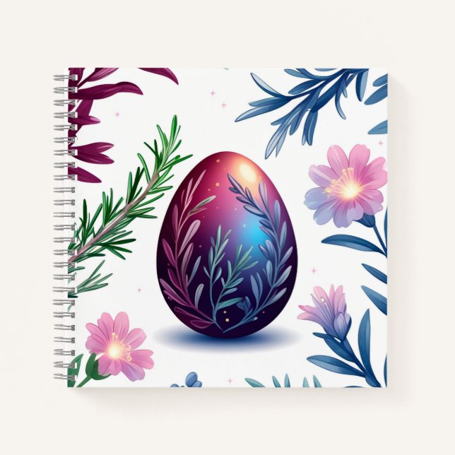 Elegant Easter Egg Botanical Art Notebook (Front)