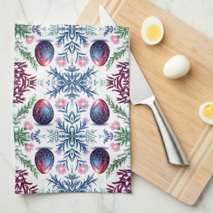 Elegant Easter Egg Botanical Art Tea Towel