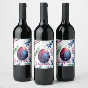Elegant Easter Egg Botanical Art Wine Label