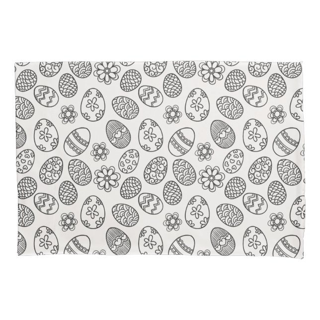 Elegant Easter Eggs Floral Pattern | Pillowcase (Front-Left)