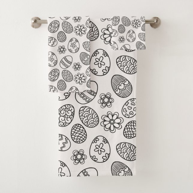 Elegant Easter Eggs Floral Pattern | Towel Set (Insitu)
