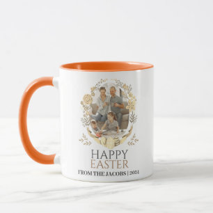 Elegant Easter Floral Calligraphy Christian Photo Mug