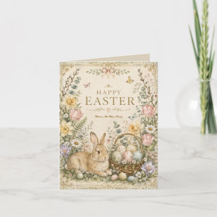 Elegant Easter Greeting,Blue White Porcelain style Holiday Card