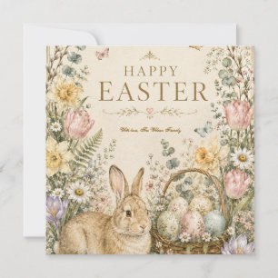 Elegant Easter Greeting,Blue White Porcelain style Invitation
