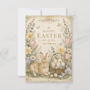 Elegant Easter Greeting,Blue White Porcelain style Thank You Card