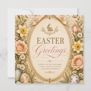 Elegant Easter Greeting ,Vintage Botanical style Save The Date