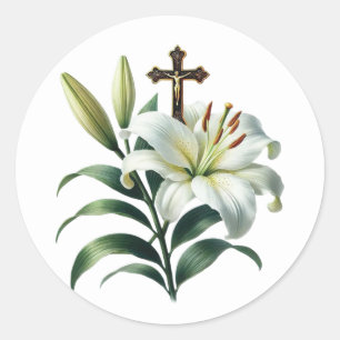 Elegant Easter Lilly Classic Round Sticker