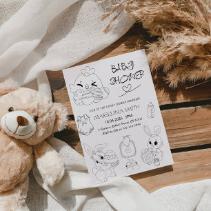 Elegant Easter Line Art Baby Shower Party Invitation