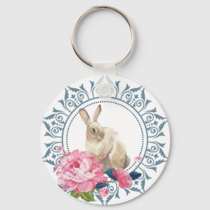 Elegant Easter Rabbit Key Ring