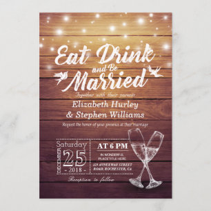 Elegant EAT Drink & Be Married Wedding Invitations