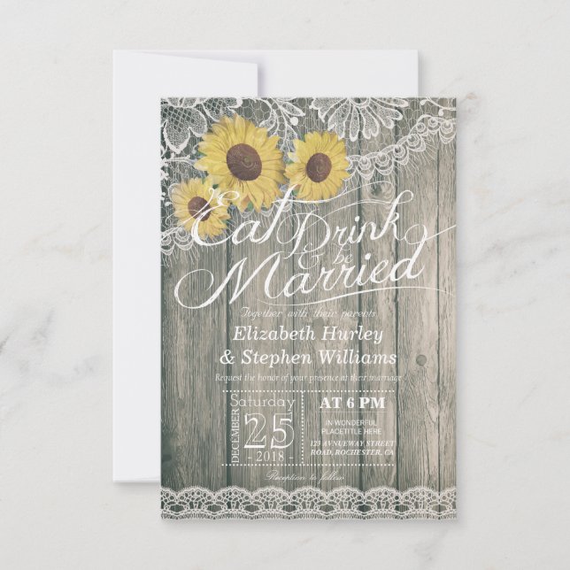 Elegant EAT Drink & Be Married Wedding Invitations (Front)