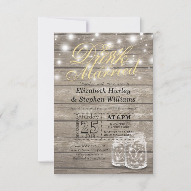 Elegant EAT Drink & Be Married Wedding Invitations (Front)
