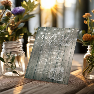 Elegant EAT Drink & Be Married Wedding Invitations
