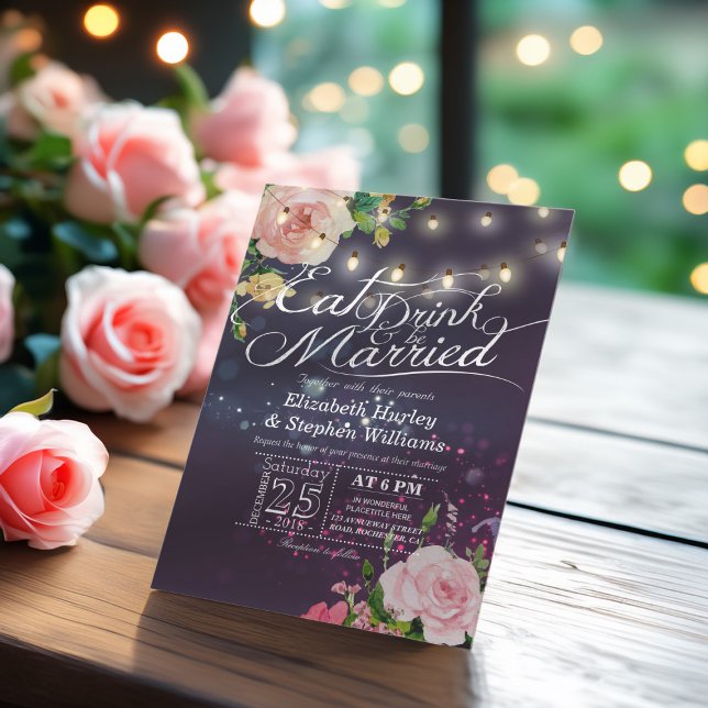 Elegant EAT Drink & Be Married Wedding Invitations (Creator Uploaded)