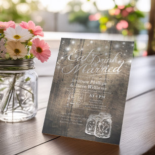 Elegant EAT Drink & Be Married Wedding Invitations