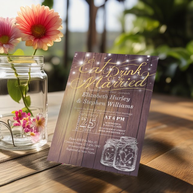 Elegant EAT Drink & Be Married Wedding Invitations (Creator Uploaded)