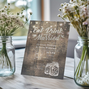 Elegant EAT Drink & Be Married Wedding Invitations