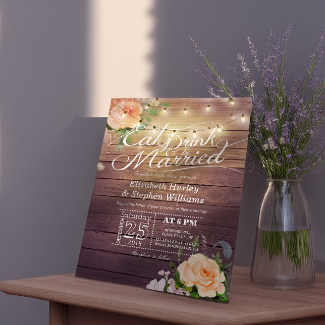 Elegant EAT Drink & Be Married Wedding Invitations (Creator Uploaded)