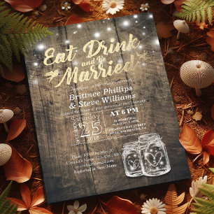 Elegant EAT Drink & Be Married Wedding Invitations