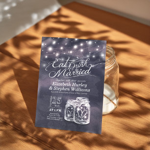 Elegant EAT Drink & Be Married Wedding Invitations