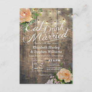 Elegant EAT Drink & Be Married Wedding Invitations