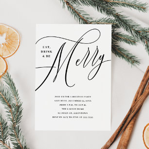Elegant Eat, Drink, Be Merry Holiday Party Invitation
