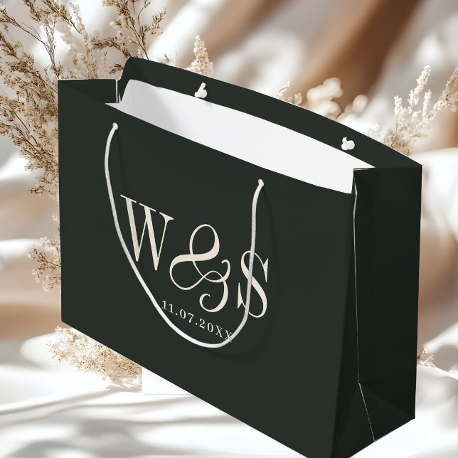 Elegant ebony initial wedding couples large gift bag (Creator Uploaded)