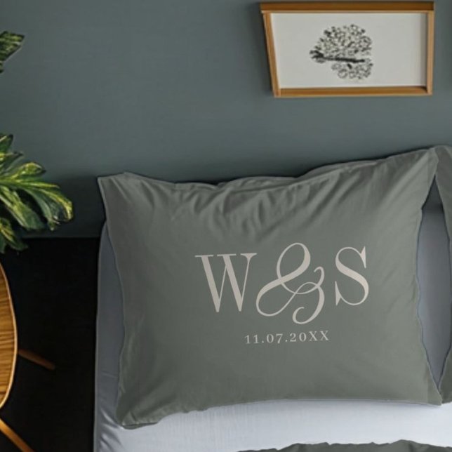 Elegant ebony initial wedding  pillowcase (Creator Uploaded)