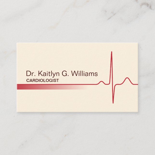 Elegant ECG wave cardiologist business card (Front)