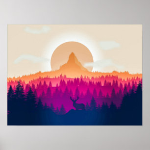 Elegant Eclipse Landscape Artwork   Poster