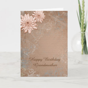 Elegant Ecru Tan Floral Grandmother Birthday Card