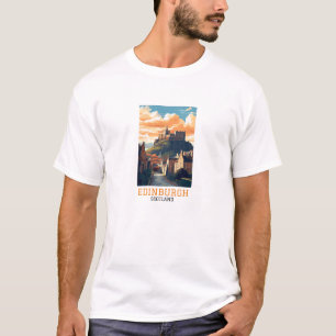 Elegant Edinburgh Scotland Castle Vintage Travel T-Shirt