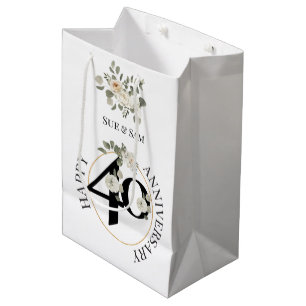 Elegant, Editable 40th Anniversary  Medium Gift Bag