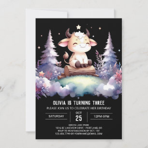 Elegant Editable Cow Birthday Invitation