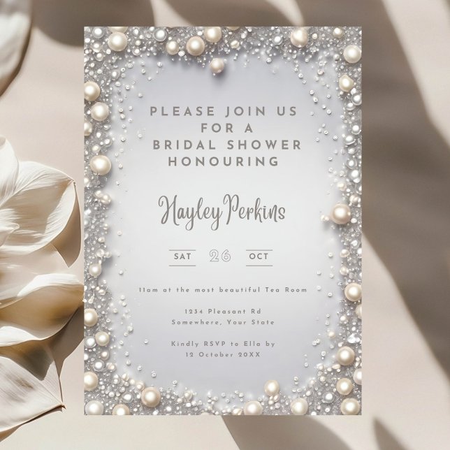 Elegant Editable Diamonds & Pearls Bridal Shower  Invitation (Creator Uploaded)