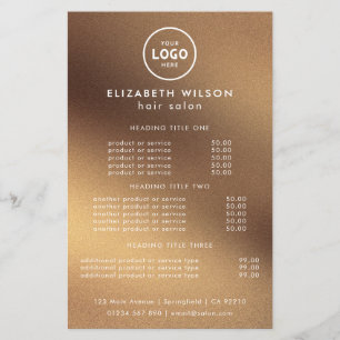 Elegant Editable Hair & Beauty Salon Menu Card
