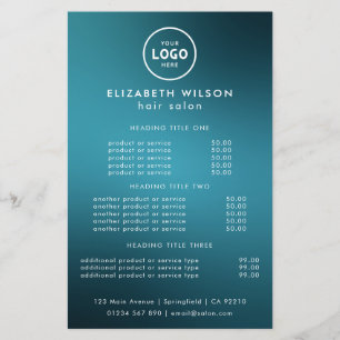 Elegant Editable Hair & Beauty Salon Menu Card