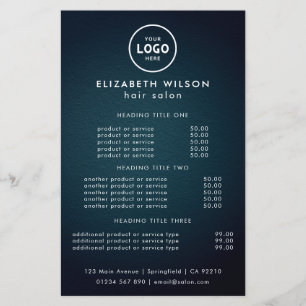 Elegant Editable Hair & Beauty Salon Menu Card
