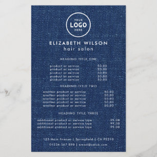 Elegant Editable Hair & Beauty Salon Menu Card