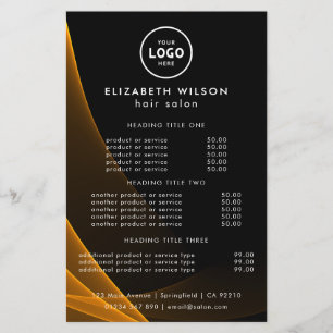 Elegant Editable Hair & Beauty Salon Menu Card