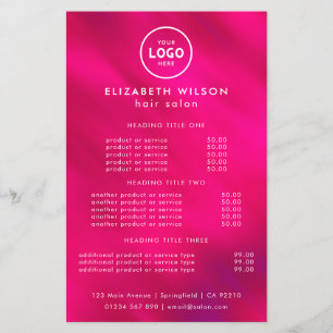 Elegant Editable Hair & Beauty Salon Menu Card