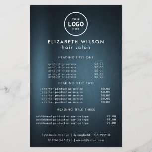 Elegant Editable Hair & Beauty Salon Menu Card