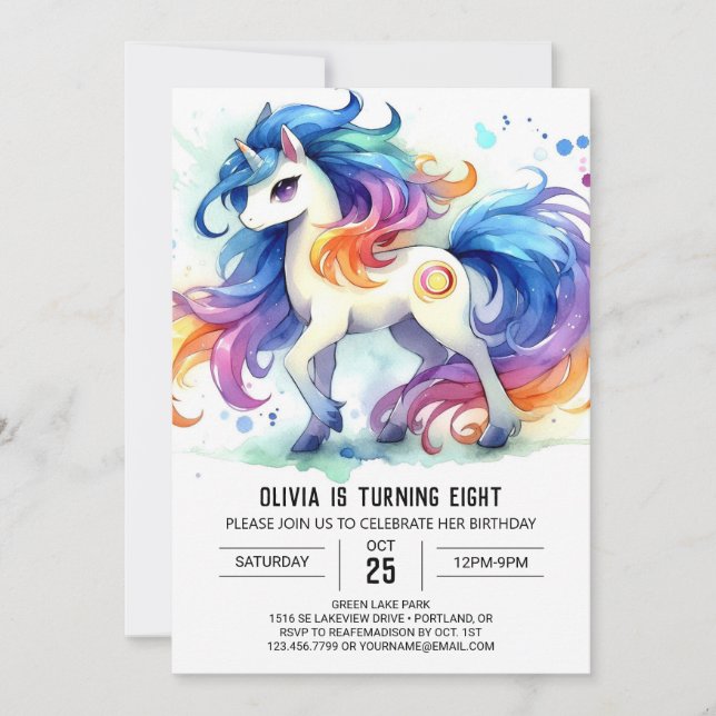 Elegant Editable Horse Birthday  Invitation (Front)