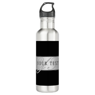Elegant Editable Monogram Script Writing   Black 710 Ml Water Bottle