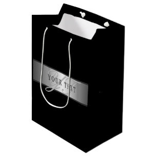Elegant Editable Monogram Script Writing   Black Medium Gift Bag