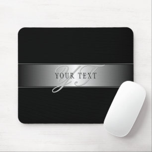 Elegant Editable Monogram Script Writing   Black Mouse Pad