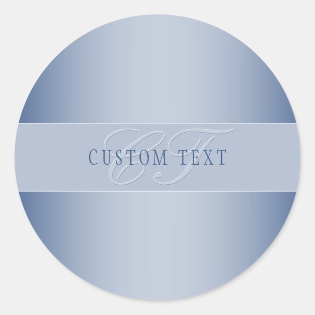 Elegant Editable Monogram Script Writing | Blue Classic Round Sticker (Front)