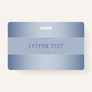 Elegant Editable Monogram Script Writing Blue ID Badge