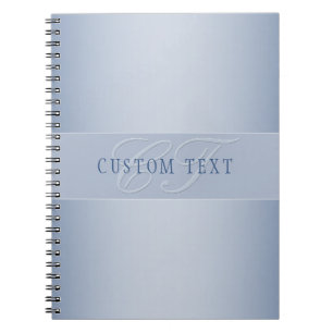 Elegant Editable Monogram Script Writing Blue Notebook
